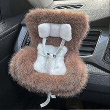 (Brown) 17cm Labubu Plush Doll Car Seat Safety Accessories for Cute Dolls Car Air Vent Decoration