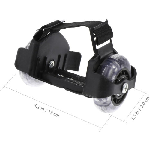 Adjustable roller skates with flashing wheels, portable heel rollers for balance coordination, black 2
