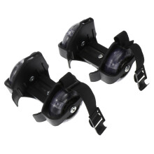 Adjustable roller skates with flashing wheels, portable heel rollers for balance coordination, black