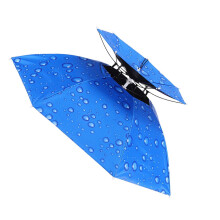 Head Mounted Outdoor Umbrella Foldable Parasol Head Mount Sun Protection Overhead Hat Blue Refer to Description, blue