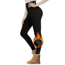 (M, black) High-Waisted Thermal Women's Leggings with Fleece Lining Stretchy and Warm Tights for Winter