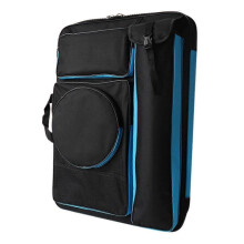 (Black Blue) Large Oxford Canvas Sketchbook Portfolio Bag for Outdoor Artistic Painting and Drawing