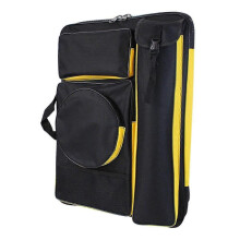(Black Yellow) Large Oxford Canvas Sketchbook Portfolio Bag for Outdoor Artistic Painting and Drawing