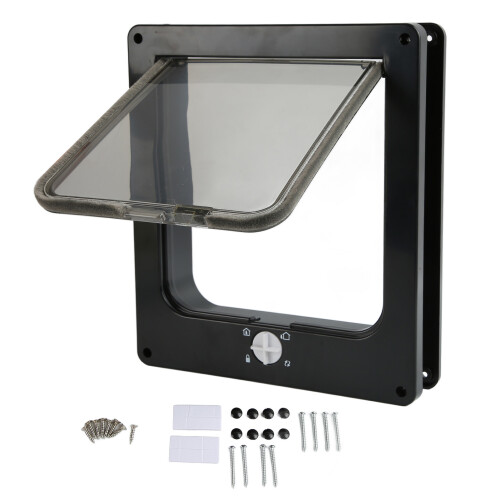 Pet Door Wearproof Automatic Window Closure Function Cat Interior Door for All Standard Interior Doors Black L 1