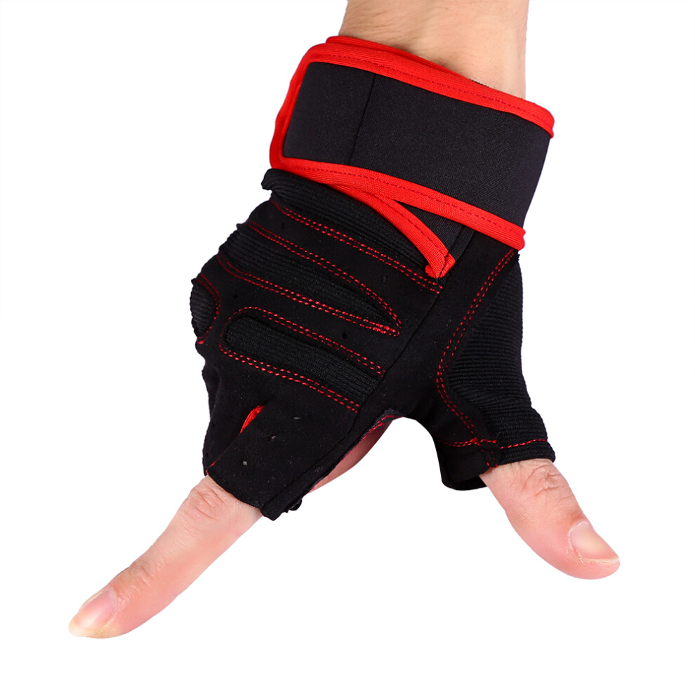 2 Pcs Weight Lifting Gym Training Fitness Gloves Workout Exercise Sports Wrist Wraps(Red/XL)-image-OPC-PJ26BNW-NEW