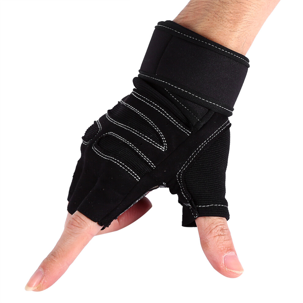 2 Pcs Weight Lifting Gym Training Fitness Gloves Workout Exercise Sports Wrist Wraps(Black/XL)-image-OPC-PJ26BP2-NEW