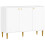 White Two-Cupboard Sideboard with Adjustable Shelves & Gold Accents 2