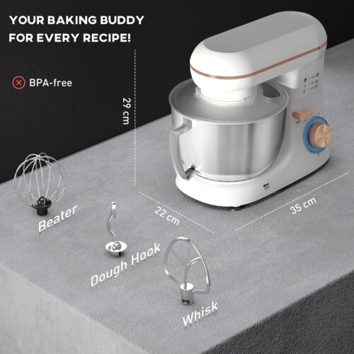 1300W 4.5L Kitchen Mixer - 6 Speeds, Whisk & Beater 2