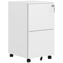 2-Drawer Mobile Filing Cabinet with Lock & Wheels - White