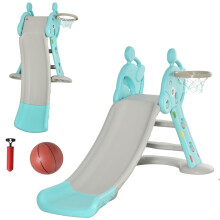 Deer-Shaped 2-in-1 Kids Slide & Basketball Hoop for Toddlers