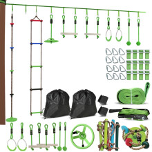 10-Piece Kids Obstacle Course Kit with Slackline & Swing