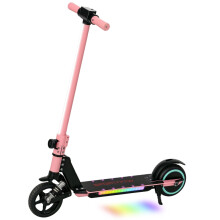 Folding Electric Scooter for Kids - Dual Brakes, LED Lights, Pink
