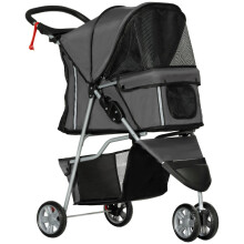 Charcoal Grey 3-Wheel Pet Stroller for Small Dogs