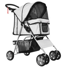 Foldable Pet Stroller for Dogs with Cup Holder & Basket