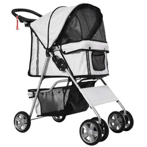 Foldable Pet Stroller for Dogs with Cup Holder & Basket 1