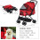 Red One-Touch Folding Pet Stroller with EVA Wheels 3