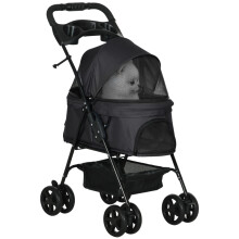 Foldable Pet Stroller for Small Dogs & Cats, Black