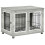 Grey Dog Crate End Table with Washable Cushion & Double Doors 2