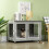 Grey Dog Crate End Table with Washable Cushion & Double Doors 4