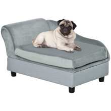 Light Grey Pet Sofa Chair with Storage & Cushion for Small Dogs/Cats