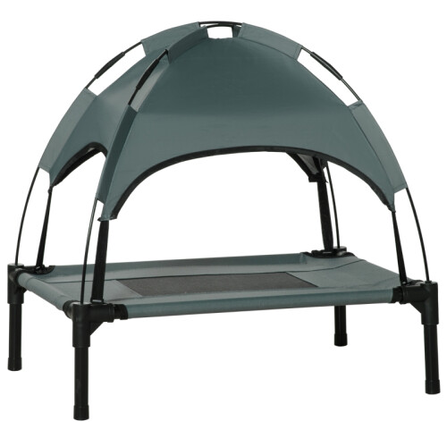 Elevated Waterproof Dog Bed with UV Canopy - Grey, Small 1