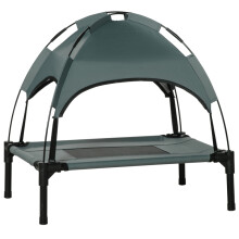 Elevated Waterproof Dog Bed with UV Canopy - Grey, Small