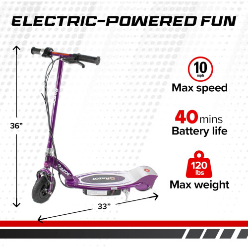 Razor E100 Electric Scooter - Purple 1