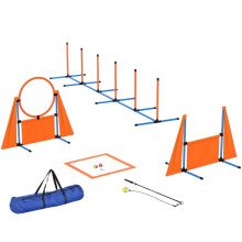 7-Piece Dog Agility Set: Weave Poles, Jumps & Hurdles