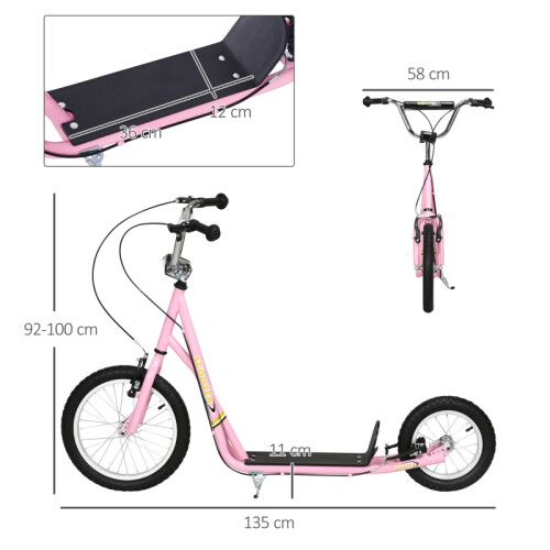 Pink Kids Scooter with Adjustable Handlebar & Dual Brakes 2