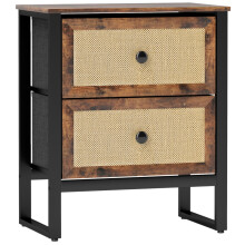 Industrial Two-Drawer Nightstand - Steel Frame, 60x50x30cm