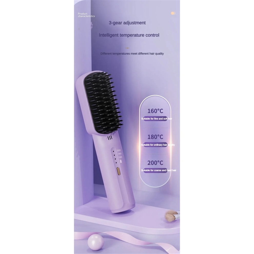 Exogio Hair Straightener 2500Mah Wireless Hot Comb And Straightening Brush-A