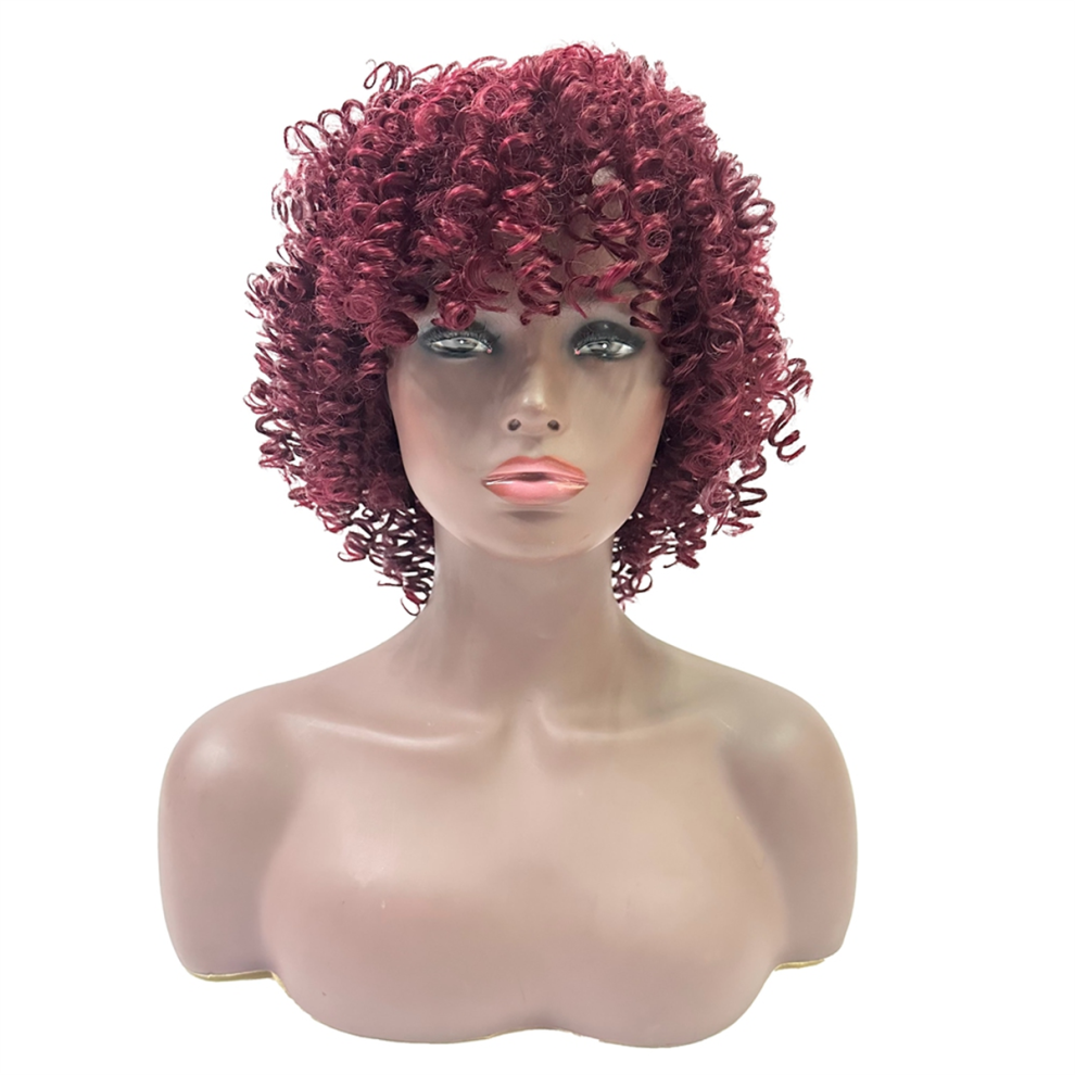 Exogio Unisex African Women Short Wigs With Bangs Headgear