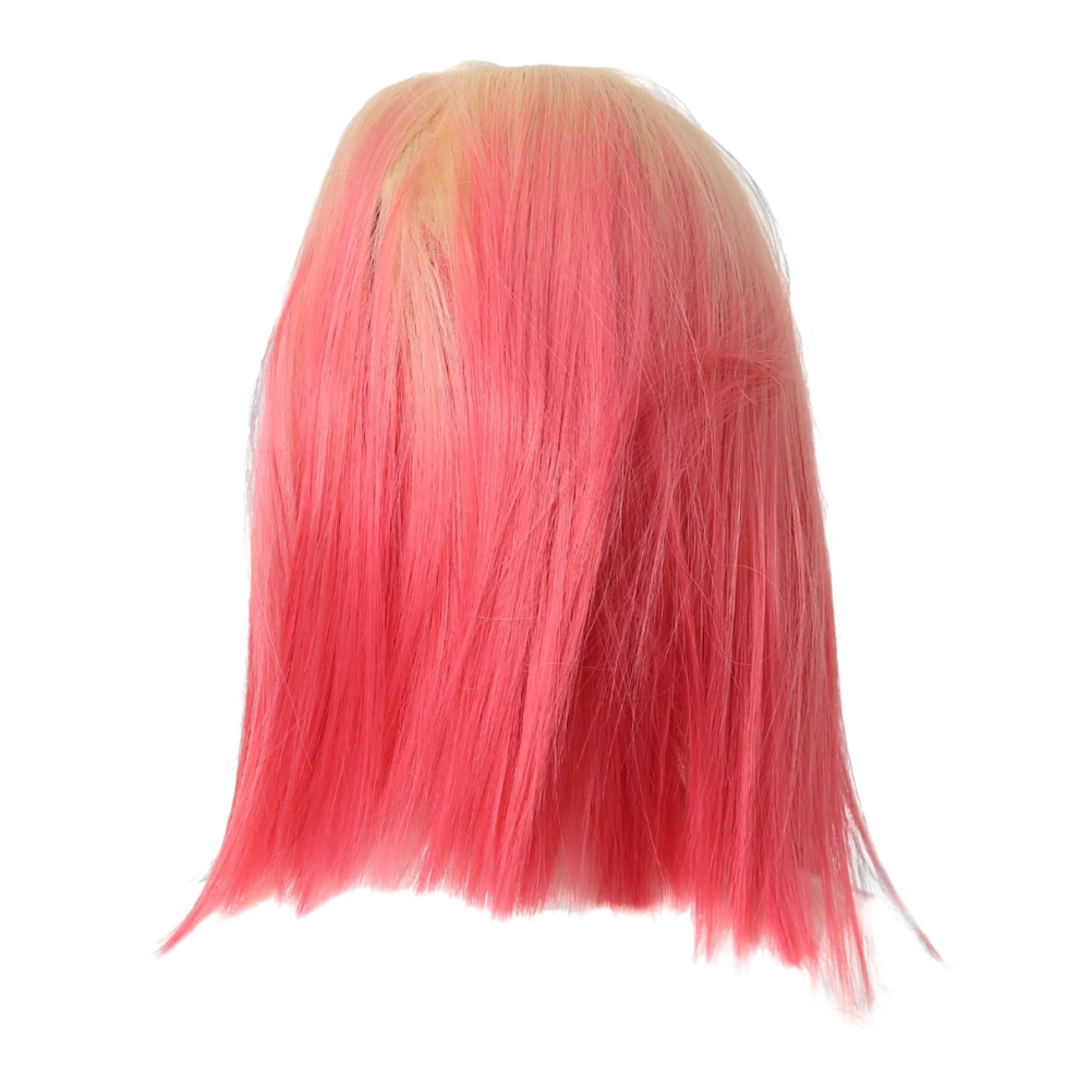 Exogio Small Lace Short Straight Hair Synthetic Fiber Wig Ombre Pink