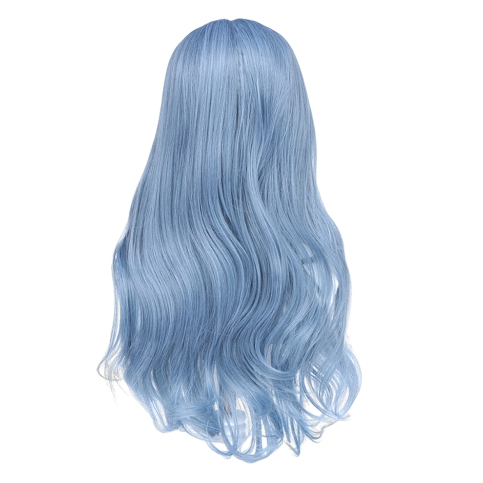 Exogio Unisex Blue Synthetic Wigs Wave Mixed Long Wig For Women With Bangs