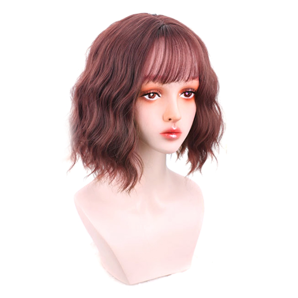 Exogio Unisex Brown Wig With Bangs For Women, Short Curly Chocolate