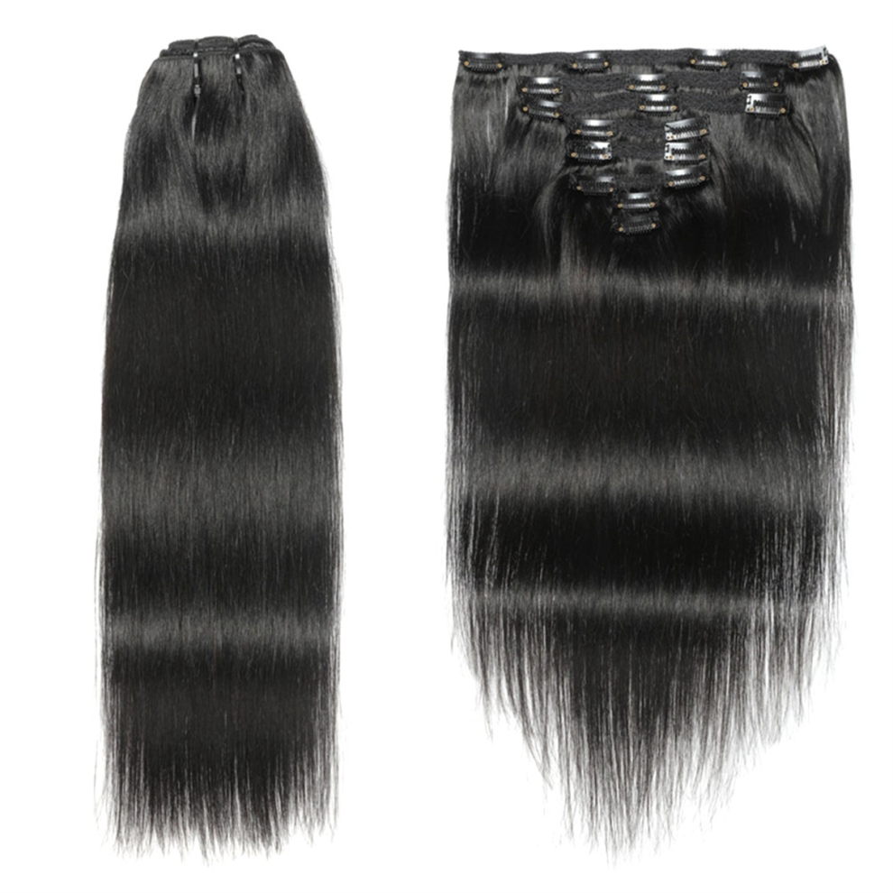 Exogio 16 Inch Clip In Extensions Human-Hair Hair Seamless