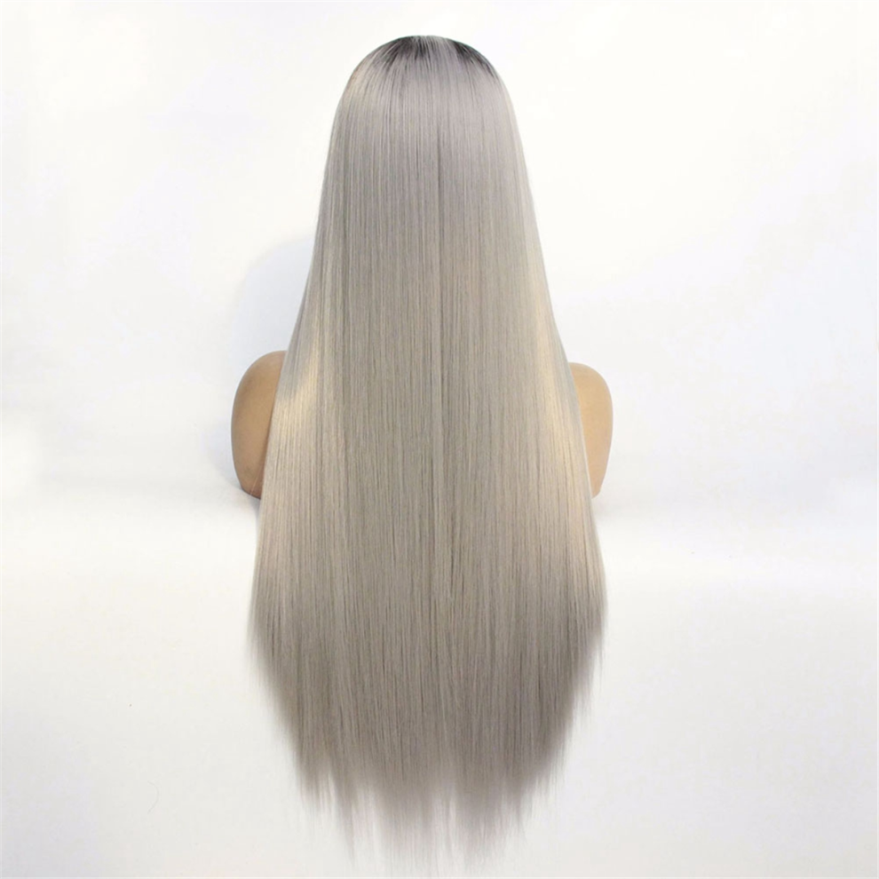 Exogio 24 Inches Front Lace Long Straight Hair Wig Synthetic For Women