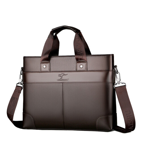 LINGZHIDAISHU Men's Briefcase High-Quality Handbag Brown 1