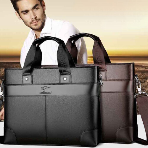 LINGZHIDAISHU Men's Briefcase High-Quality Handbag Brown 2