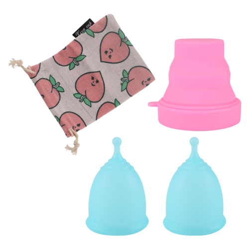 4Pcs/Set Menstrual Cup for Silicone L Blue