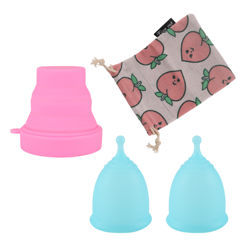 4Pcs/Set Menstrual Cup for Silicone L Blue 2