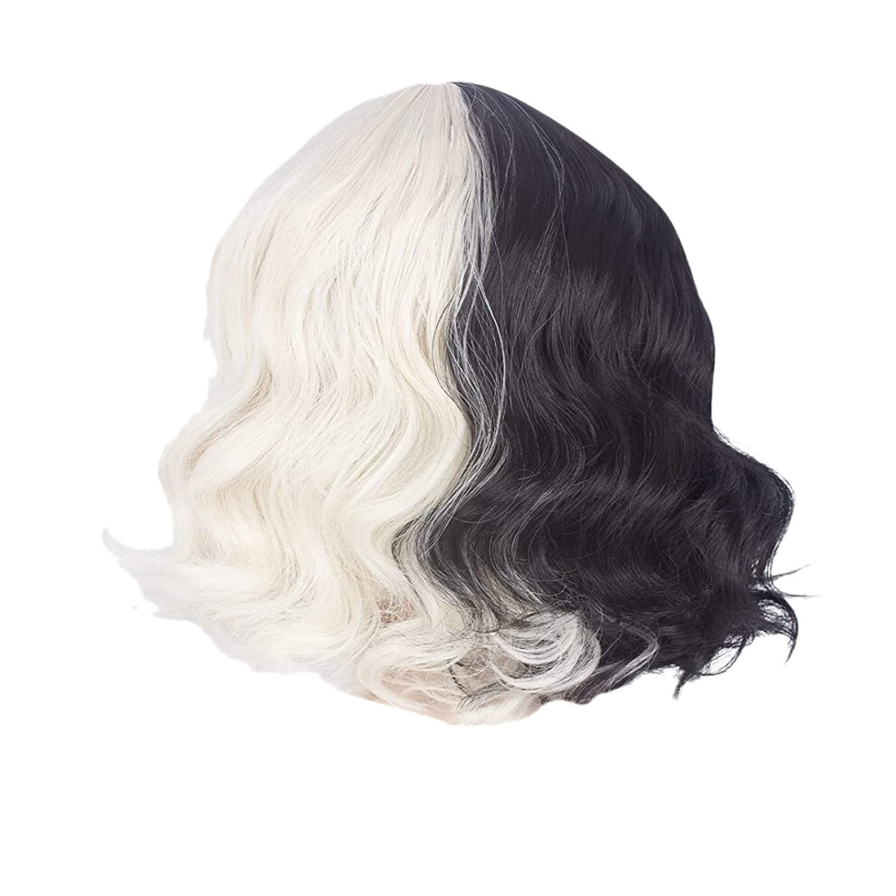 Exogio Unisex Gold Wigs With Bangs Shoulder Length Wavy Wig(Black And )