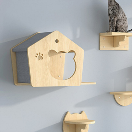 Wooden Climbing Wall Platform for Cats, Pet Cat Jumping A 2