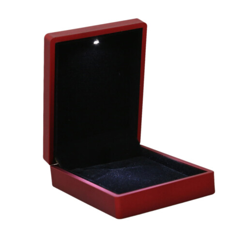 LED Box Rubber + Plush Pendant Case for Jewelry Display Gift (Red) 2