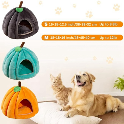 Cat Cave Bed,Cat Tent with Removable Cushion Orange Red S 2