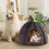 Cat Cave Bed,Cat Tent with Removable Cushion Orange Red S 8