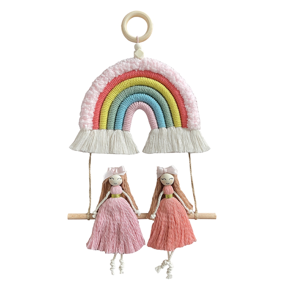 Macrame Woven Rainbow Wall Hanging Girls Boho Decor Exogio