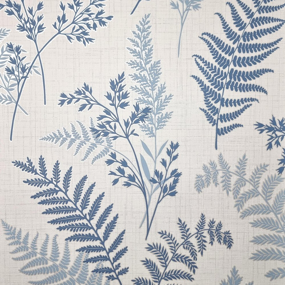 Fine Decor Fern Blue Wallpaper FD43767