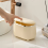 Press-Type Desktop Small Trash Can with Lid, White 3