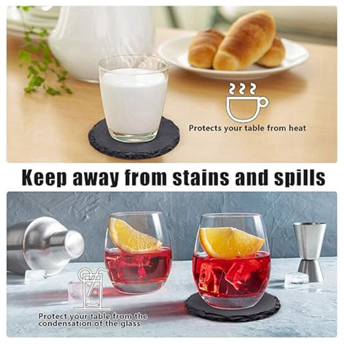 6Pcs Round Drink Coasters, 4Inch Rock Stone Coasters Bulk 2